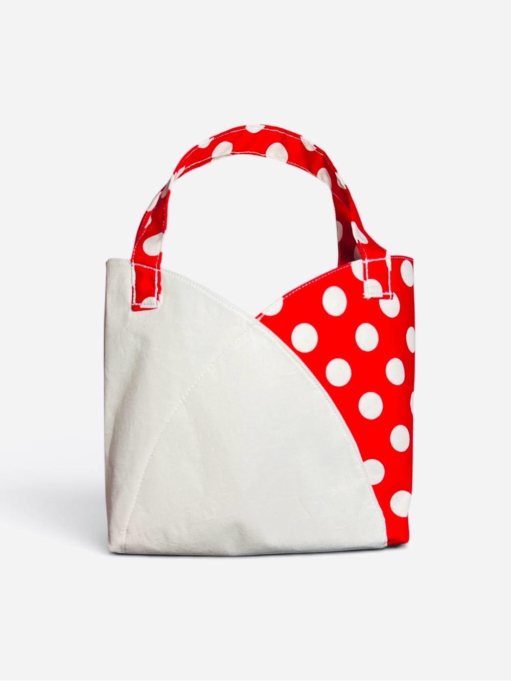 White and Red Polka Dot  Tote Bag - Lightweight Women’s Handbag